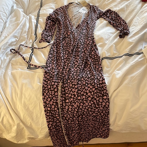 Long Sleeve Printed Wrap Dress - MANGO - Size XXS, NWT - Picture 3 of 3